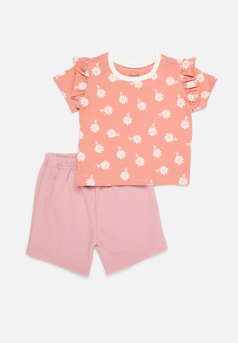 Pink Smile Baby Tee + Short Set main image 1