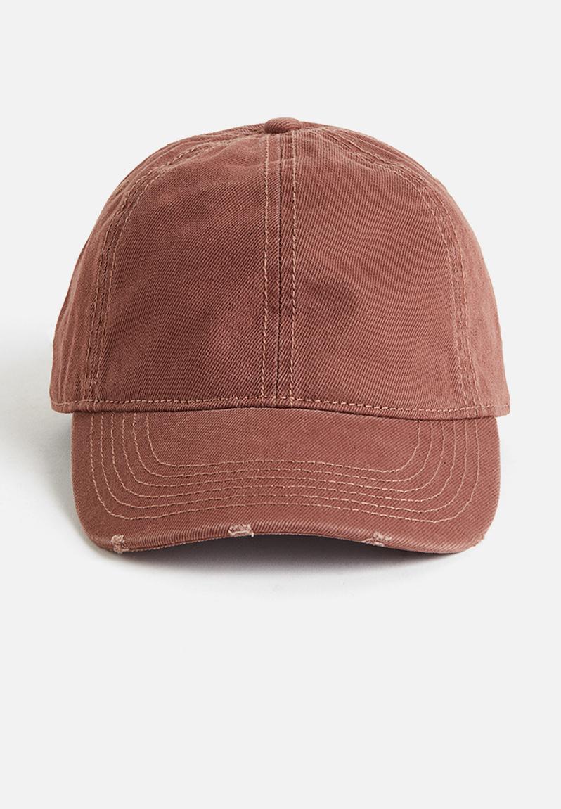 Washed-look denim cap - rust red - 1212624007