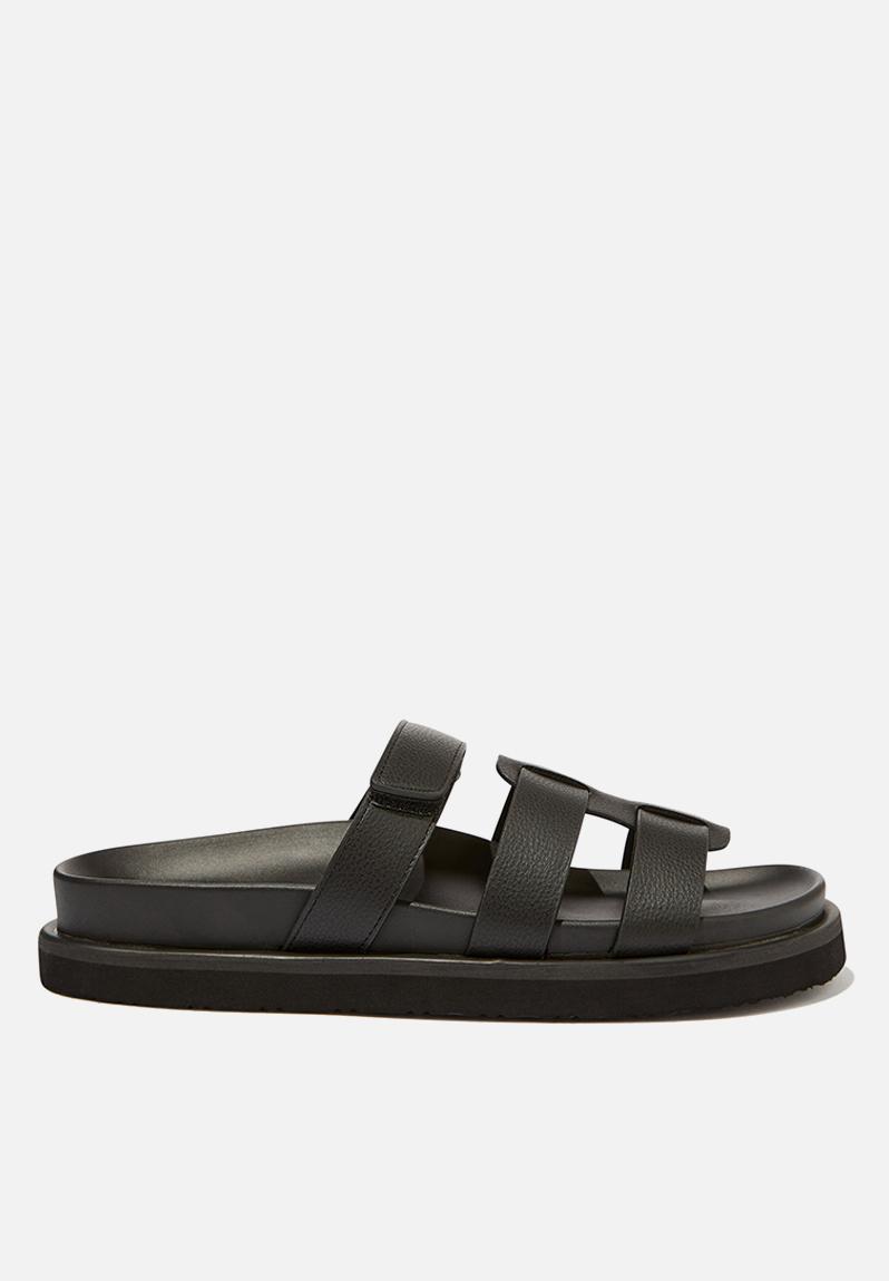 Elidy multi strap slide - black pebbled