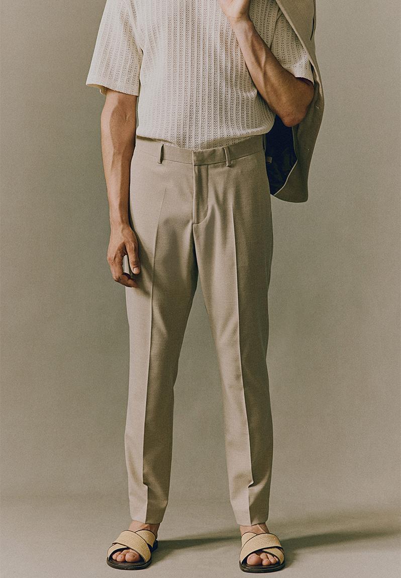 Men’s Tailored Fit Formal Trousers - Belmont - Beige main image 0