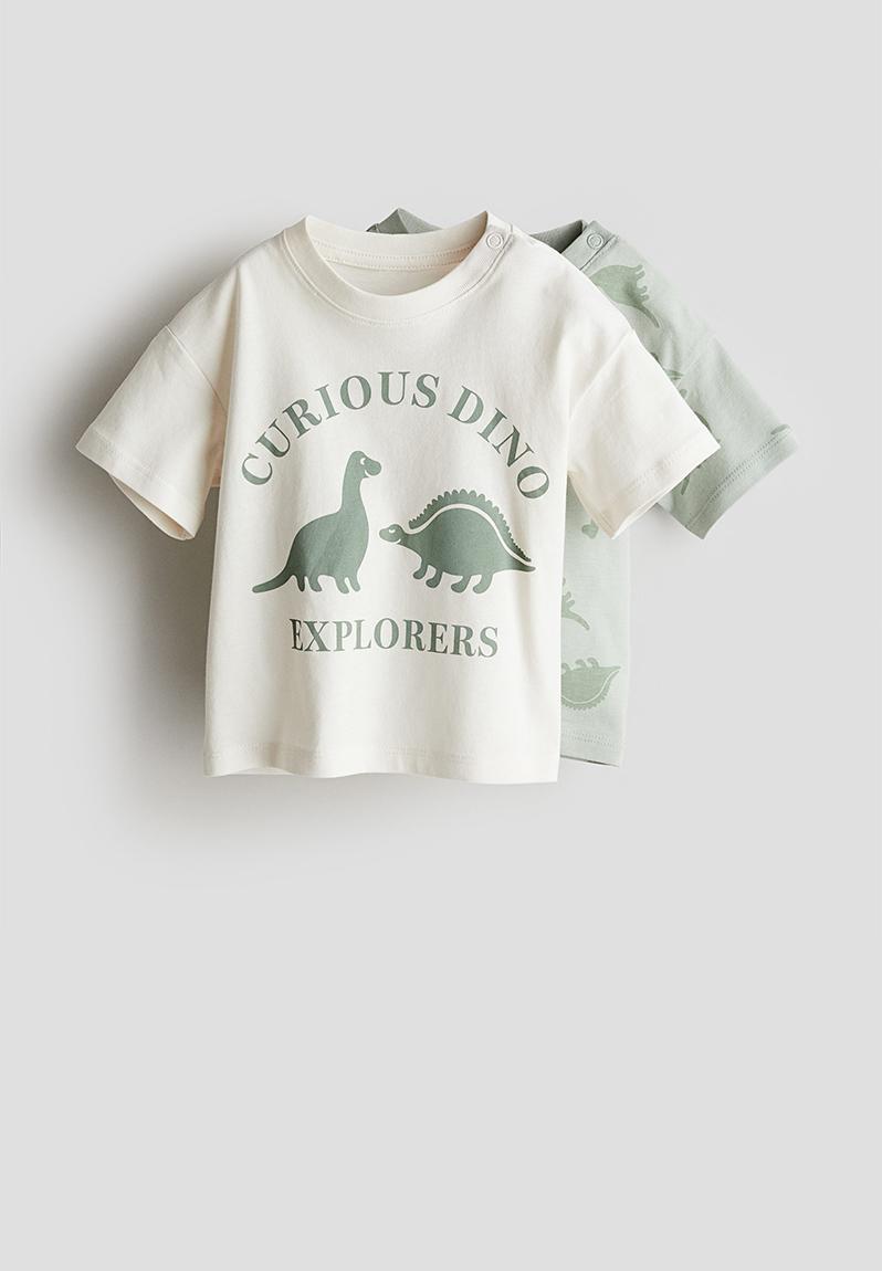 Babyhug 100 % Cotton Knit Full Sleeves T-Shirts & Dino Print Pack of 3 - Yellow Light Green & White main image 1