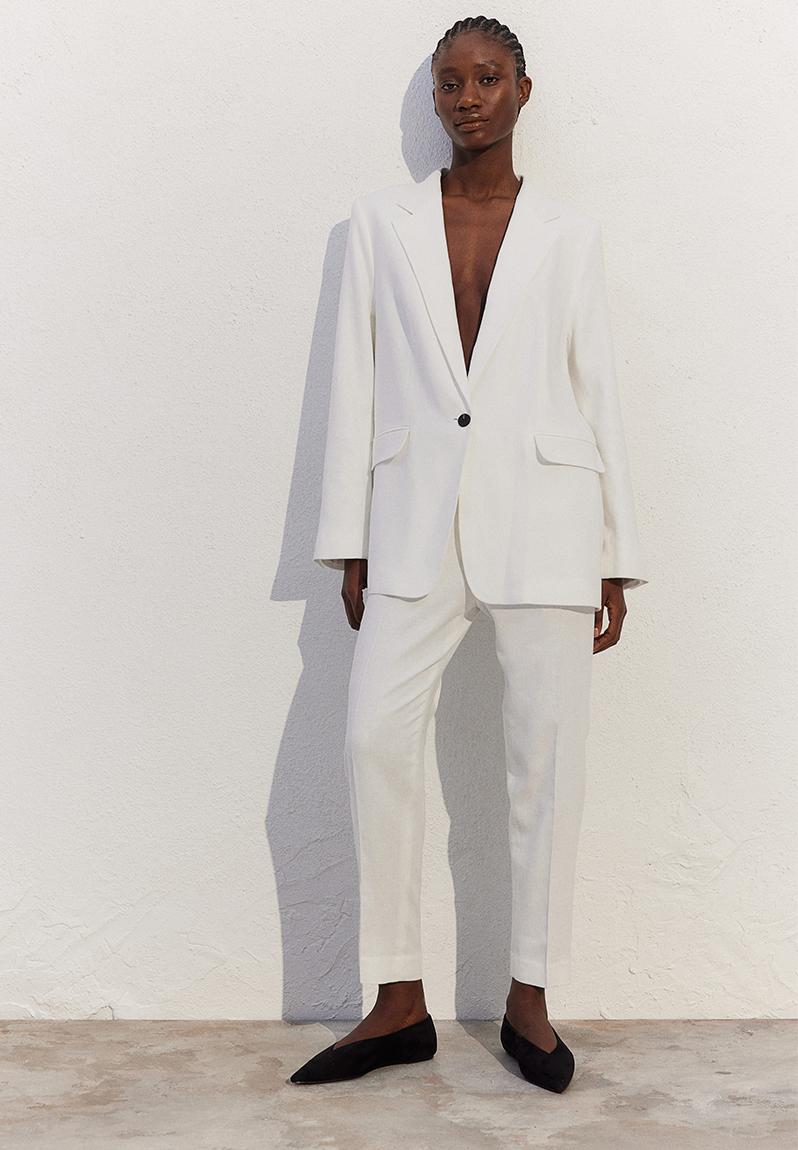 Linen-blend blazer - white - 1217240001