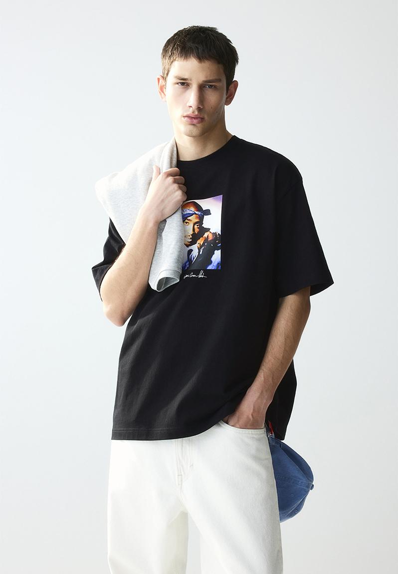 Loose fit printed T shirt Black 2pac