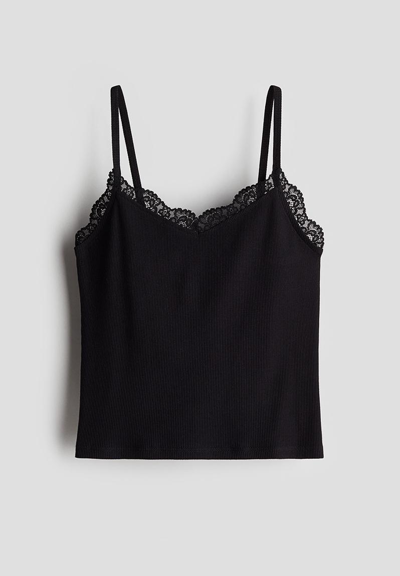 トップス [MSCHF]LACE STRAP SLEEVELESS Black S CC HEART SILK SLEEVELESS WITH LACE - Black – costercopenhagen.com