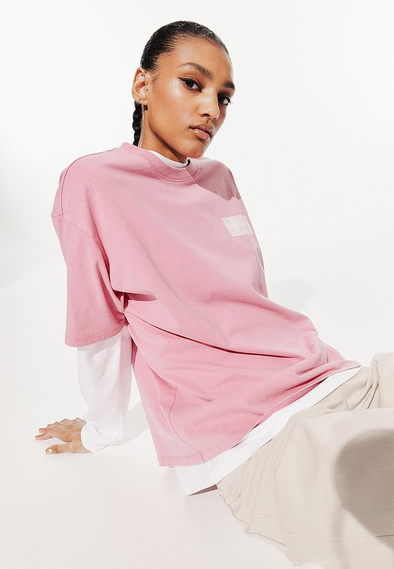 Redrum Printed Pink Oversized T-Shirt