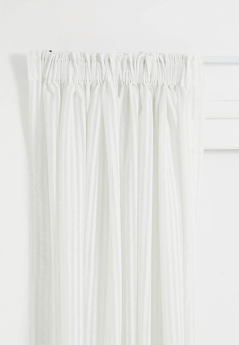 White Stripe Taped Unlined Curtain main image 0