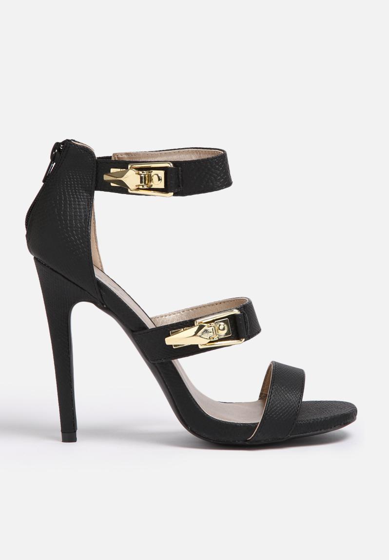 black high heels with diamond strap