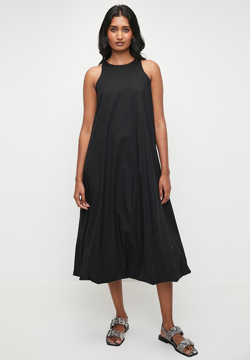 Bubble hem Midi Dress - Black
