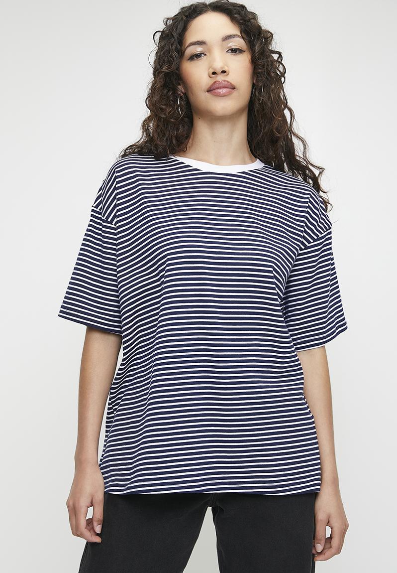 McCall Oversized Stripe Tee in Green