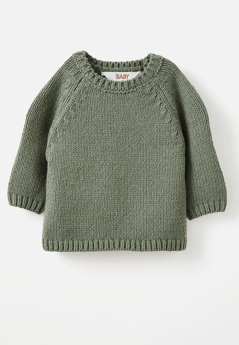 Jean Colonna light dusty green wool buttoned neck jumper - S