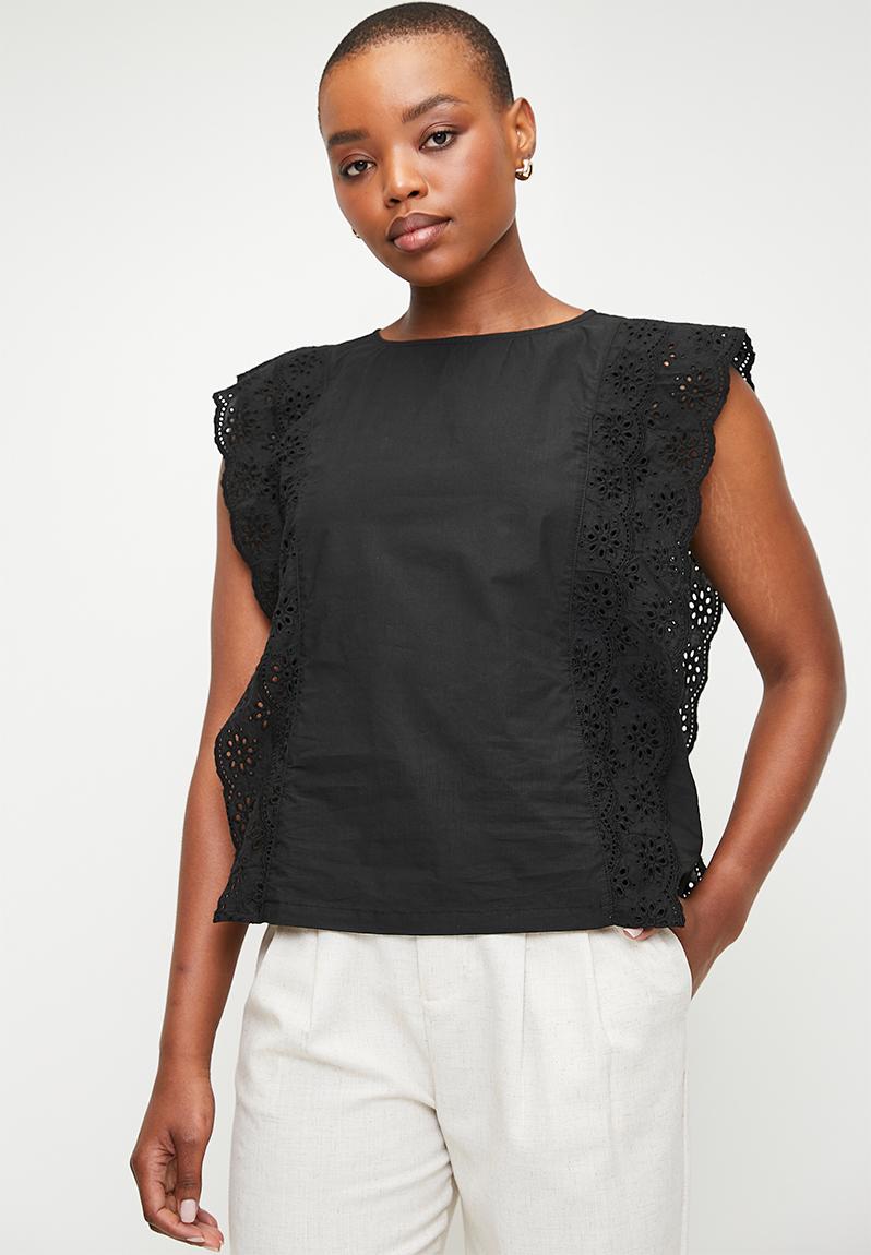 Poplin shell with cut out sleeve - black edit Blouses | Superbalist.com