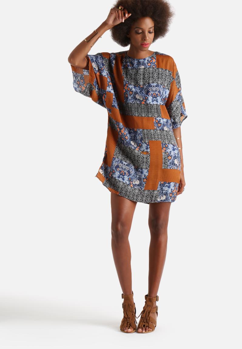 blue and orange gown