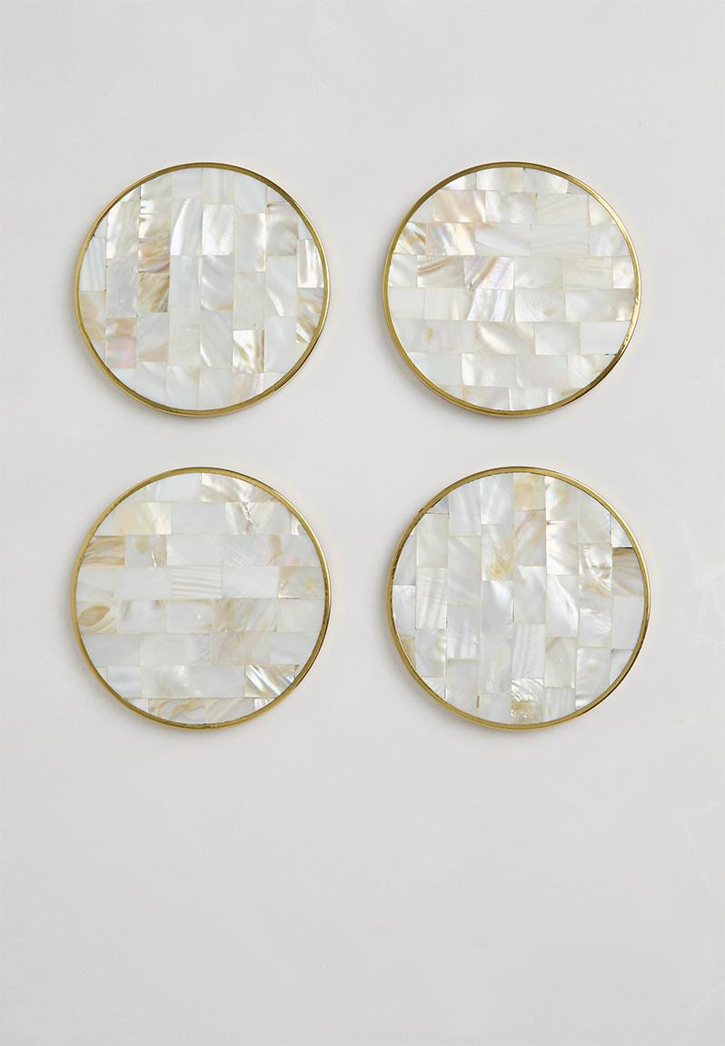 Shell in lay coaster set of 4 - Natural