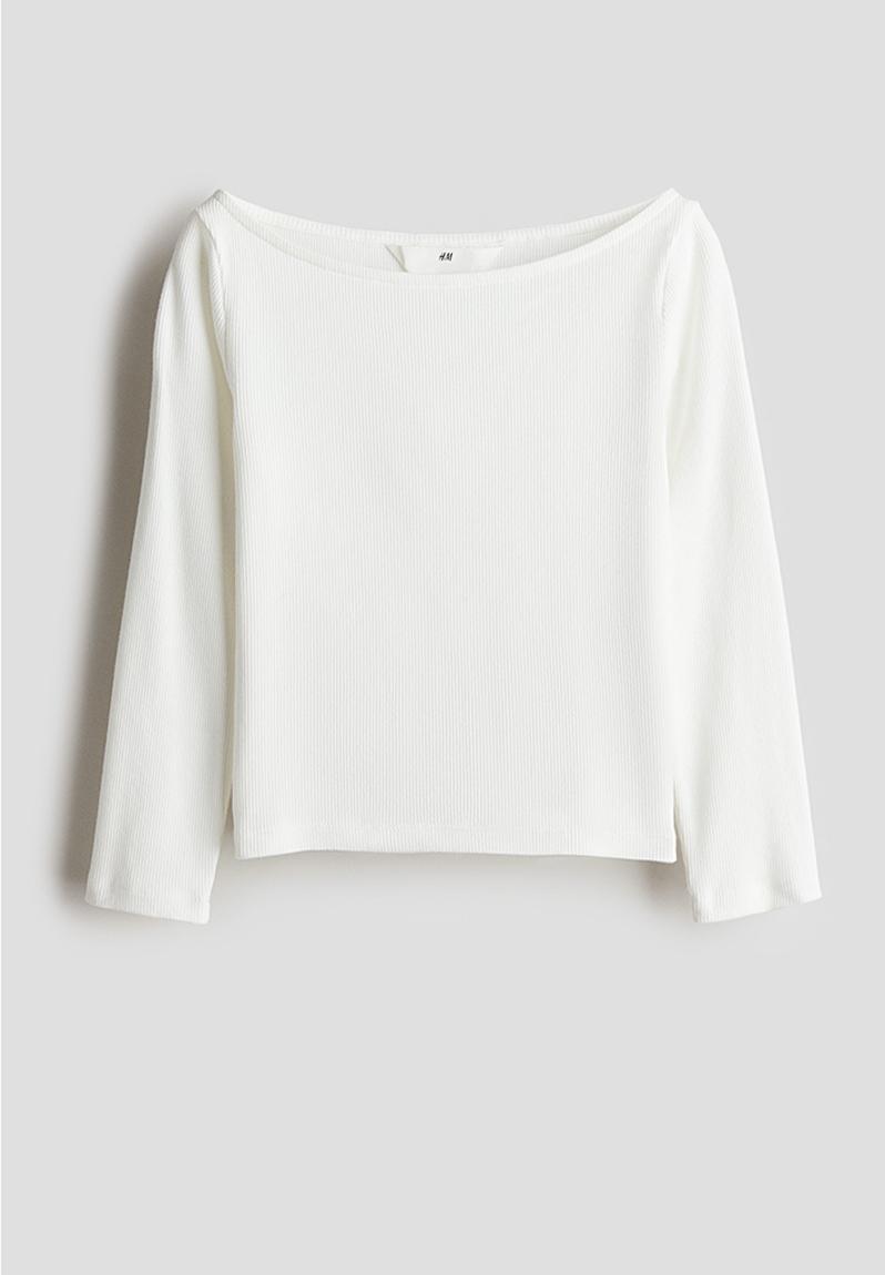 Pearl Boat Neck Top White