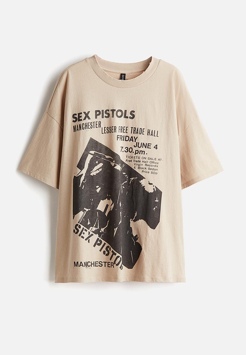Oversized printed t-shirt - light beige/sex pistols - 1227727031
