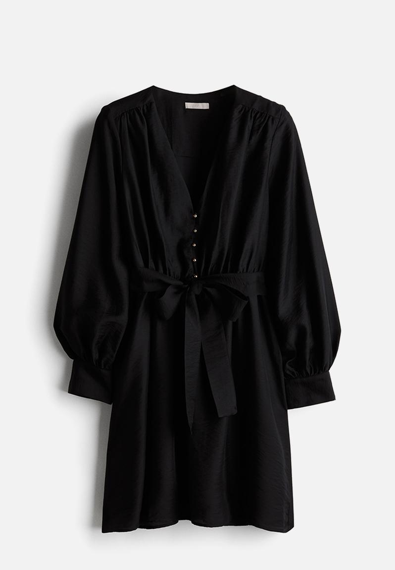 Tie-belt dress - black - 1229402007