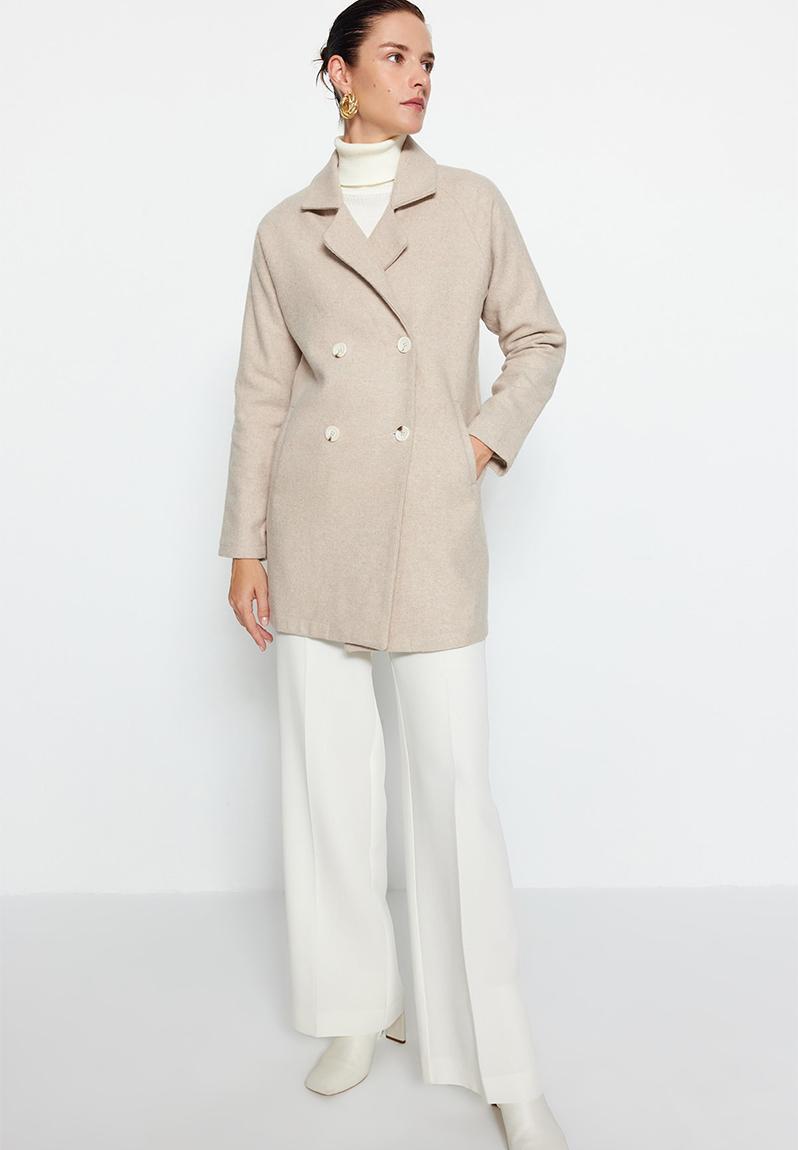Wool cashmere coat - stone