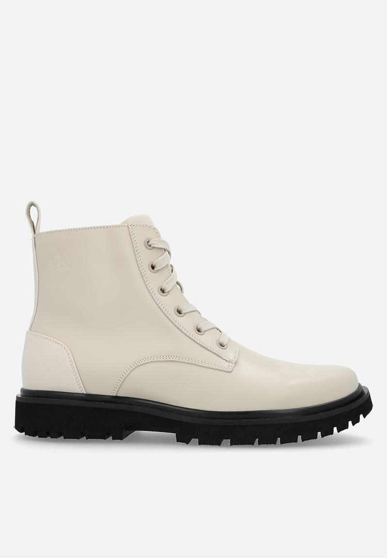 Eva leather lace up boot - eggshell
