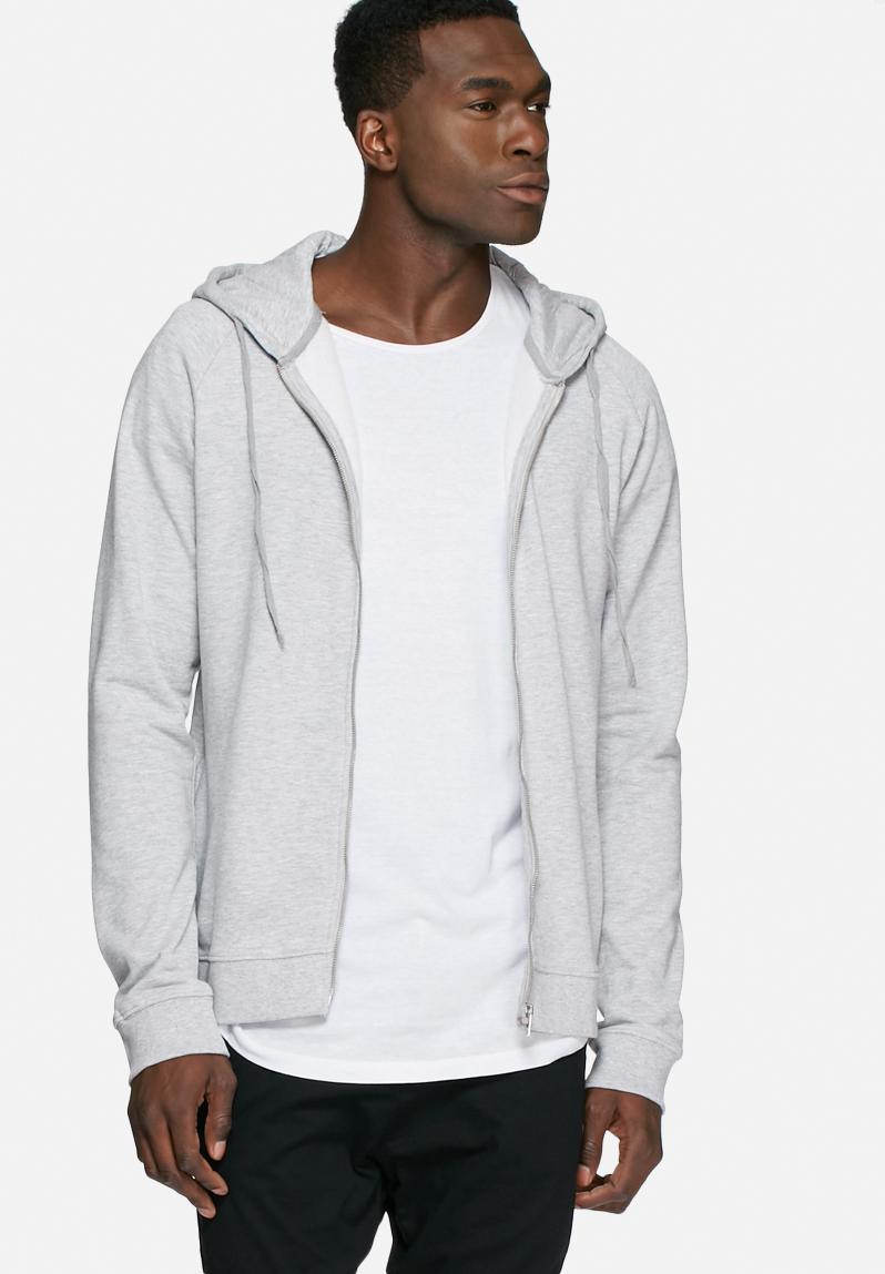 Full zip hoodie- grey melange basicthread Hoodies & Sweats ...