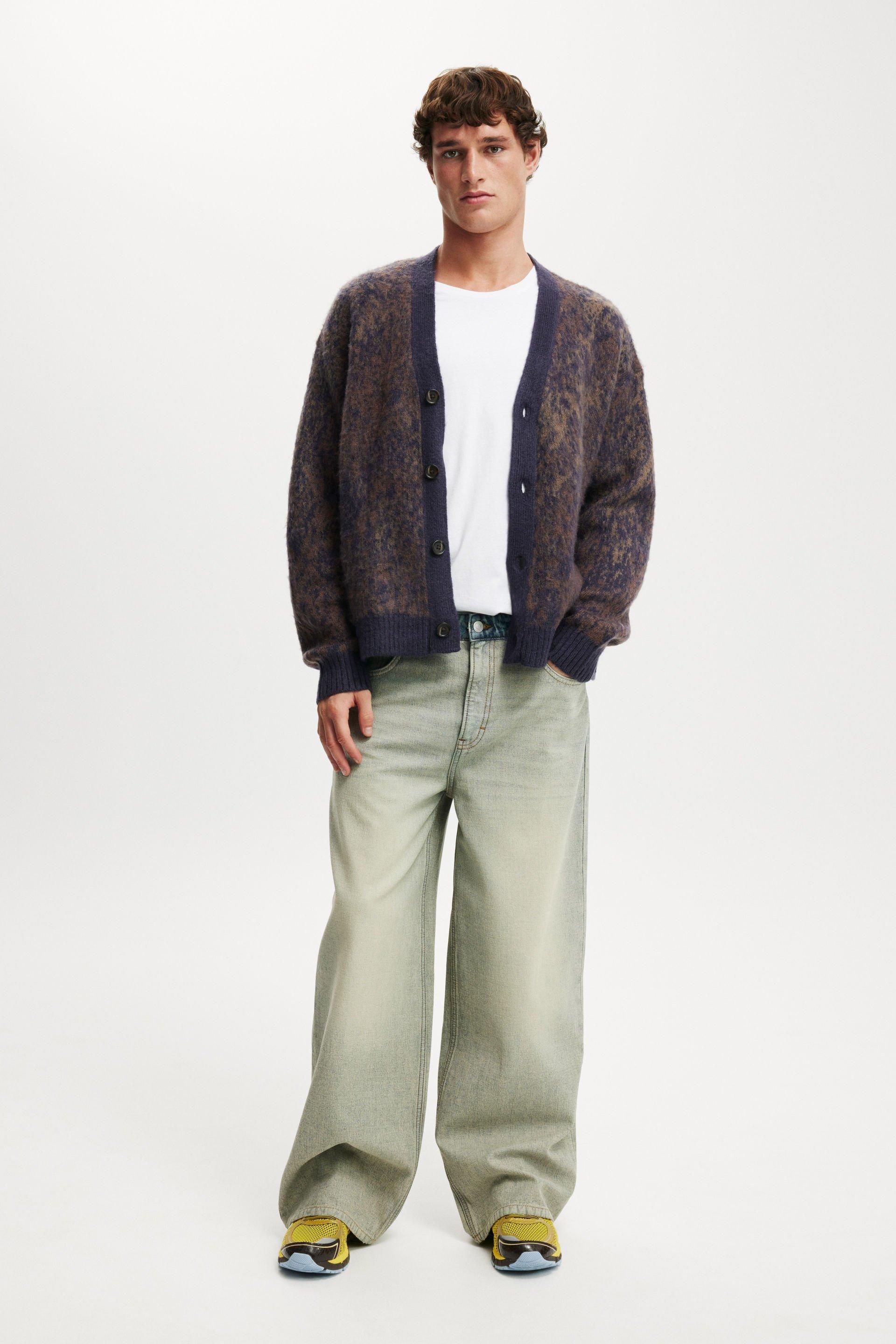 Cropped Cardigan - Black Pattern