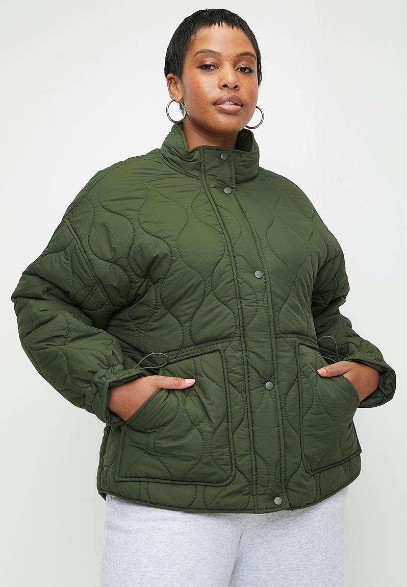 Plus Warm Up Relaxed Lightweight Jacket - Forest Green