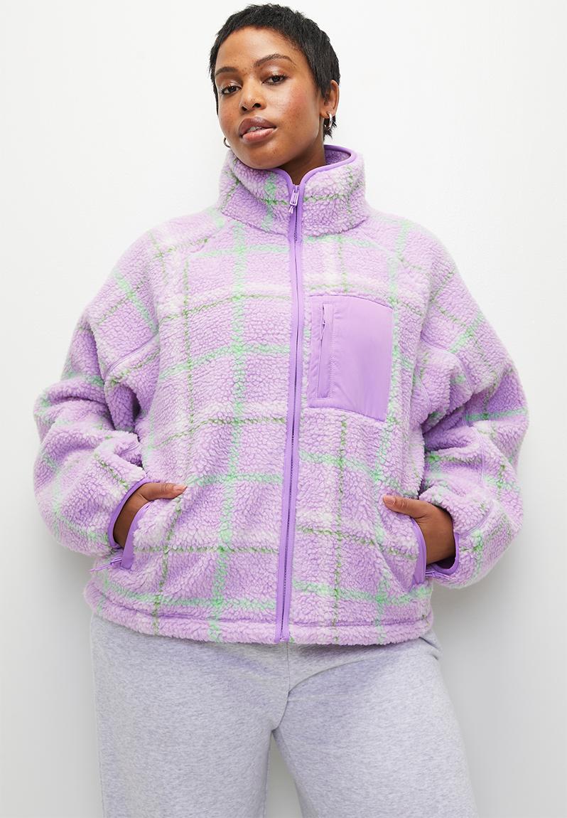 Plus Trail Sherpa Zip Thru - Lilac Check