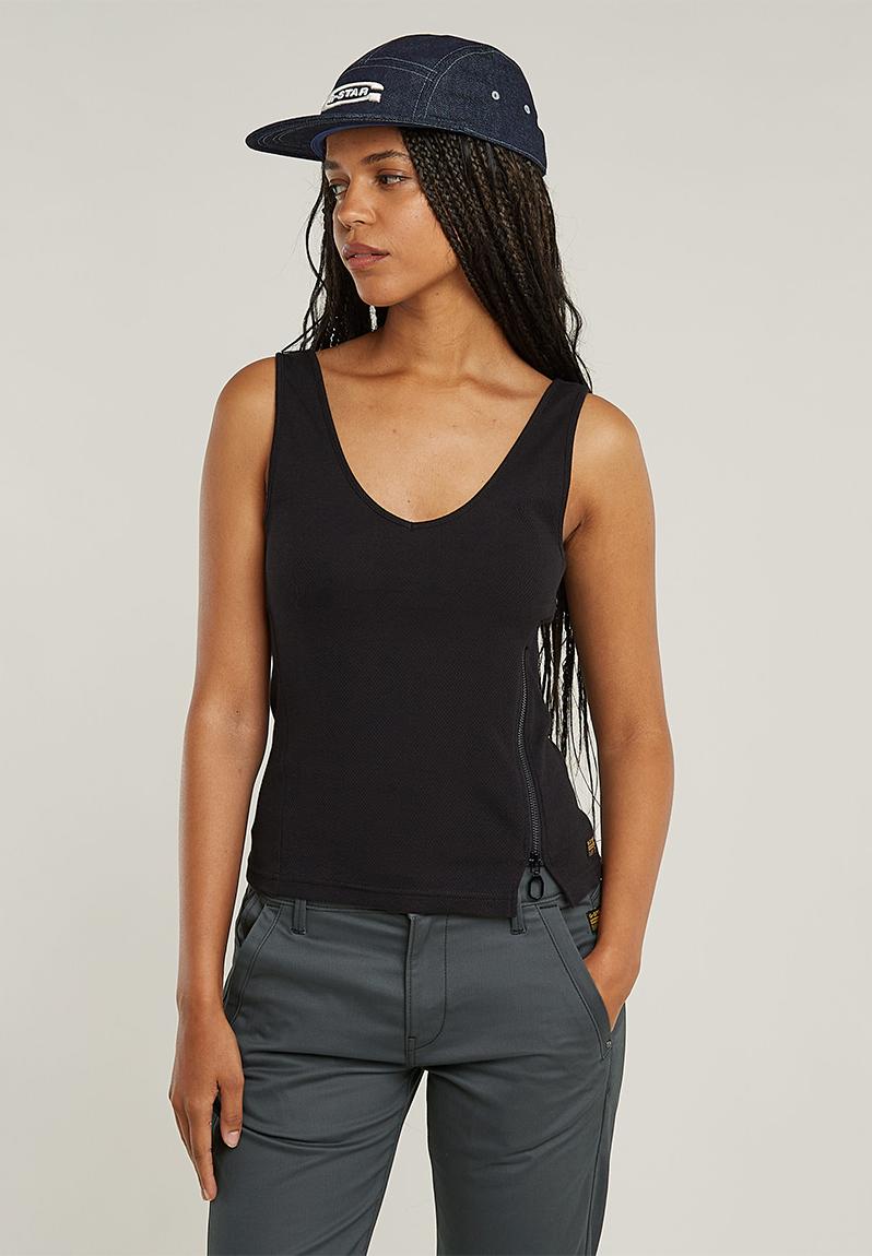 Asymmetrical Zip Slim Tank Top Wmn - Dk Black
