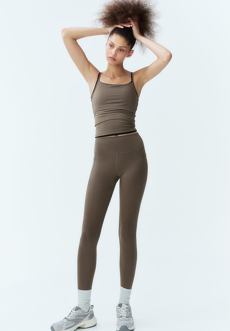 Pocket-detail sports leggings with drymove™ khaki 1230873013