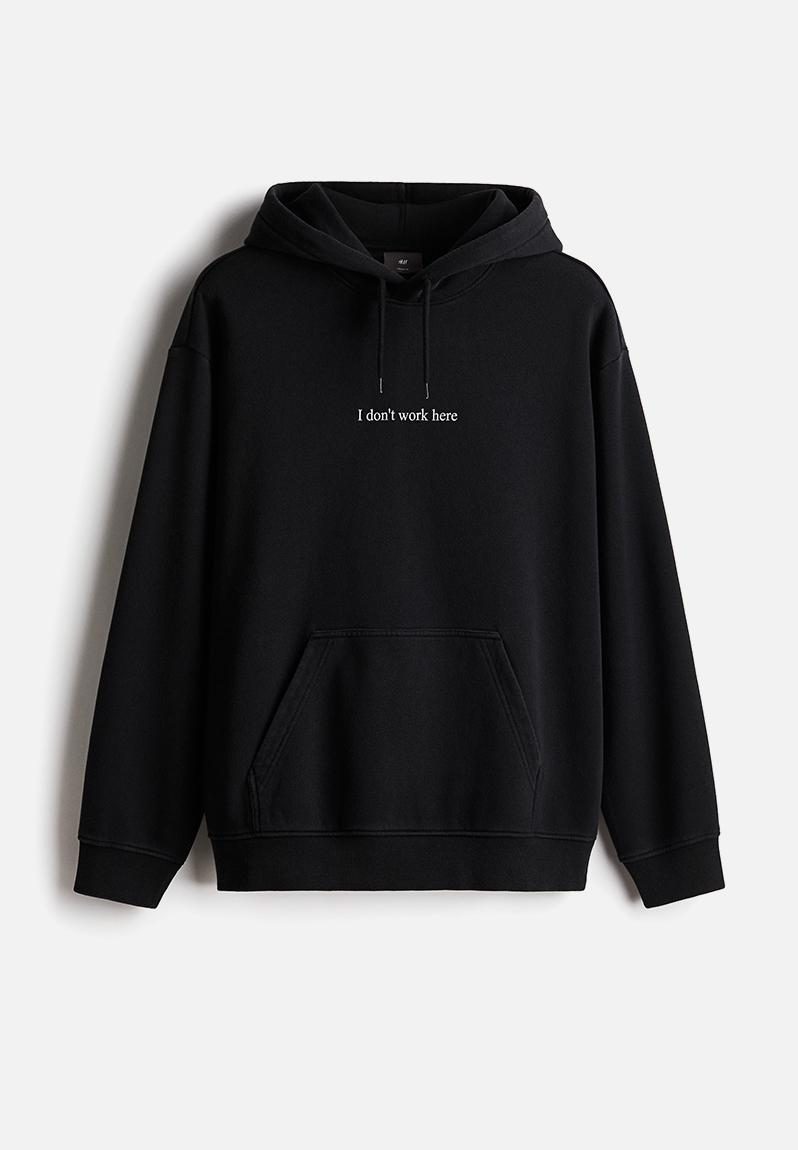 Loose fit printed hoodie - black/i don't work here - 1122659039