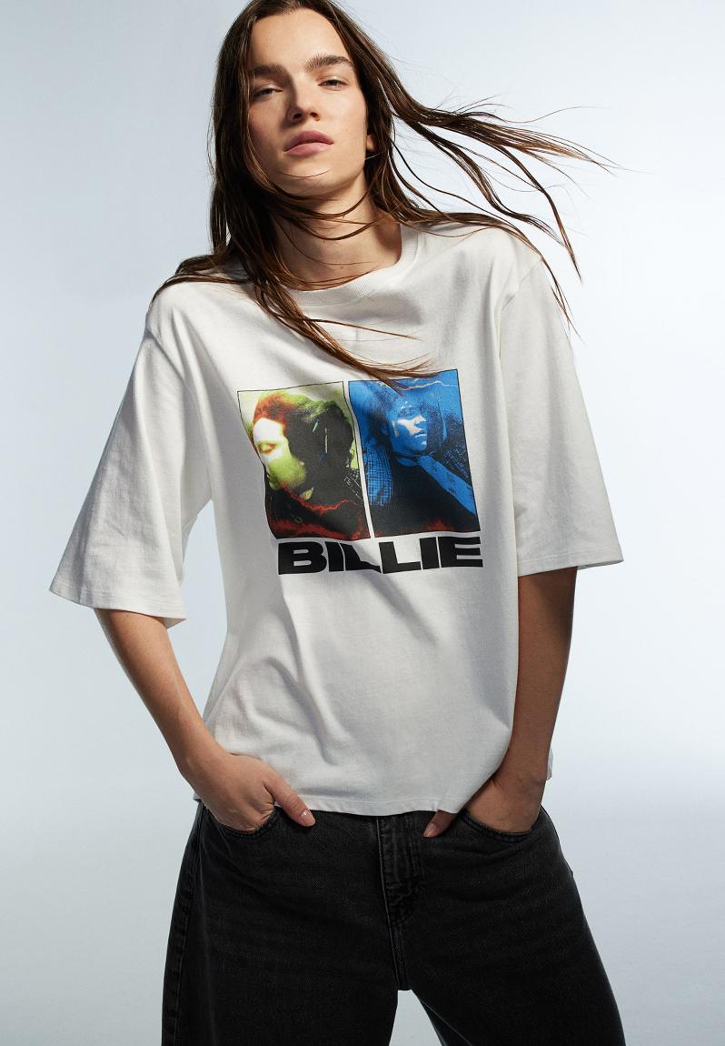 Oversized printed T-shirt - white billie eilish - 1247216006