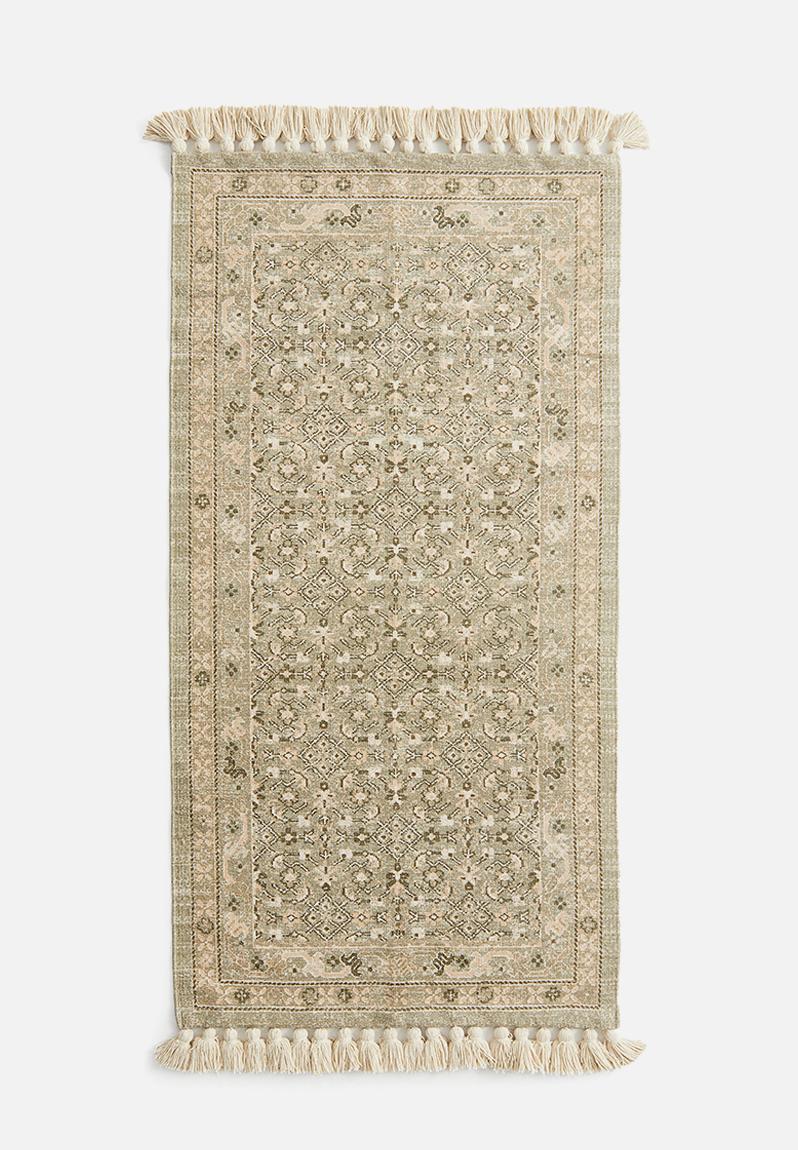 Fringed patterned rug - light dusty green/patterned - 1208606004 H&M ...