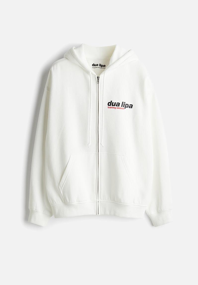Oversized printed zip-through hoodie - cream/dua lipa - 1260220002