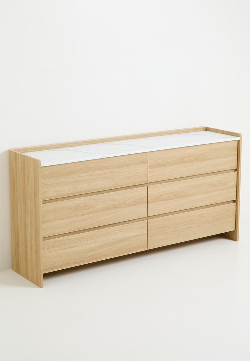 Hazel 6 drawer entry console - natural