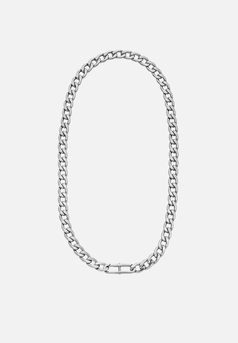 Fossil Men Chain Necklace- silver