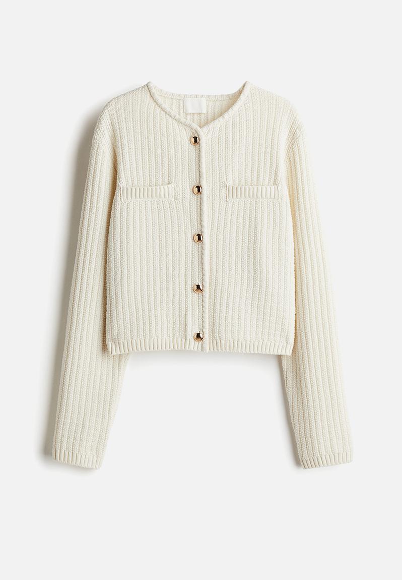 Moss-knit cardigan - cream - 1264087001