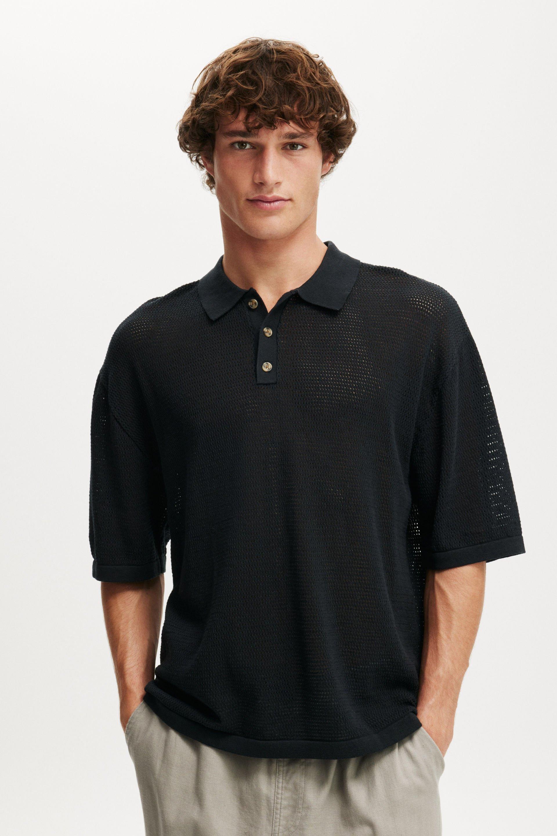 トップス wrapinknot wool POLO-SHIRT / BLACK International Gallery BEAMS（インターナショナルギャラリー ビームス