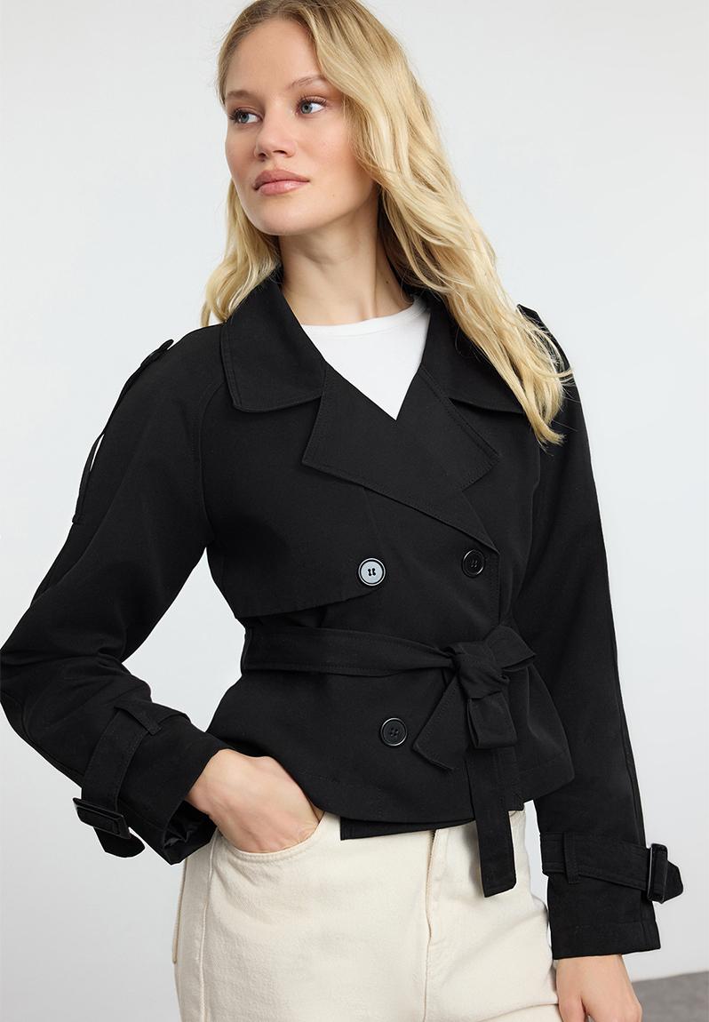 WINDANDSEA4wayLightWeightEasyShortsブラックM Water repellent regular short trench coat - black