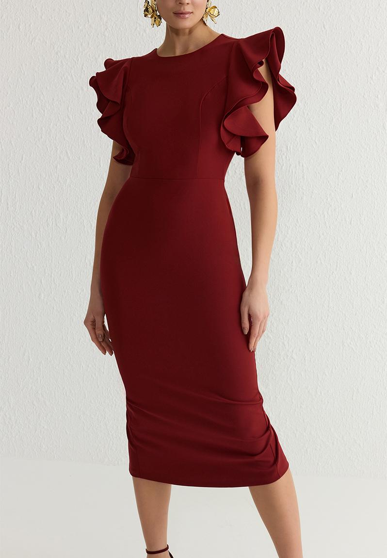 Elegance Wrap Blazer Dress - Bordeaux