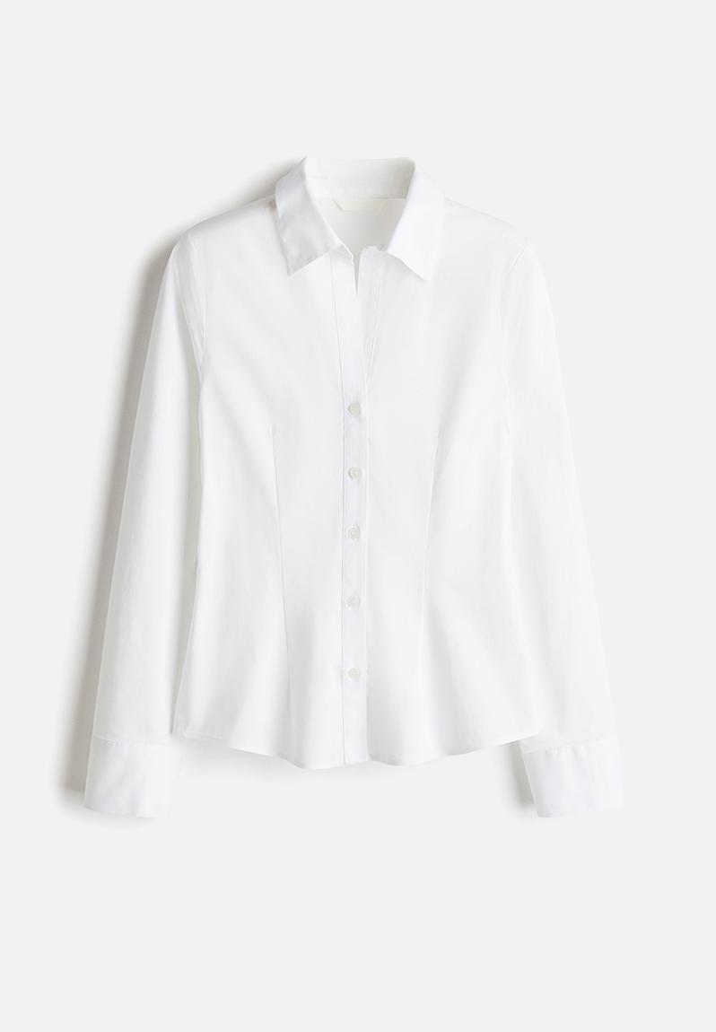 Stretchy cotton shirt - white - 1266751001