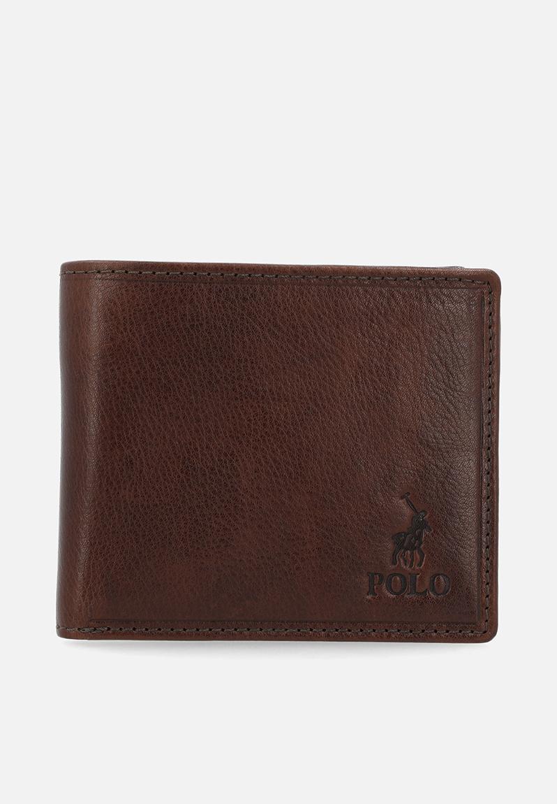 POLO Coin Billfold With Top Card Flap - Brown