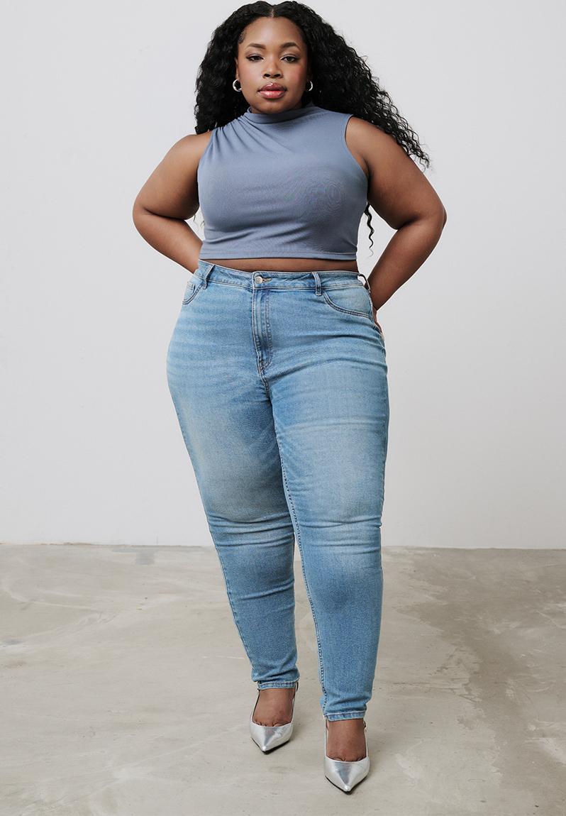 Curvy fit ultra high ankle jeggings denim blue 1185377002 H&M
