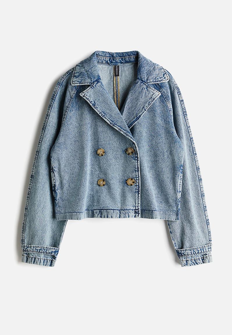 Short trench coat - light denim blue - 1259401002