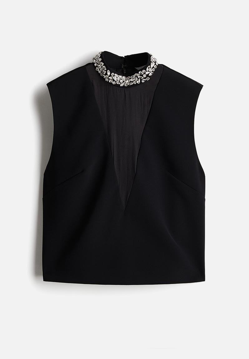 Rhinestone-embellished top - black - 1260290001