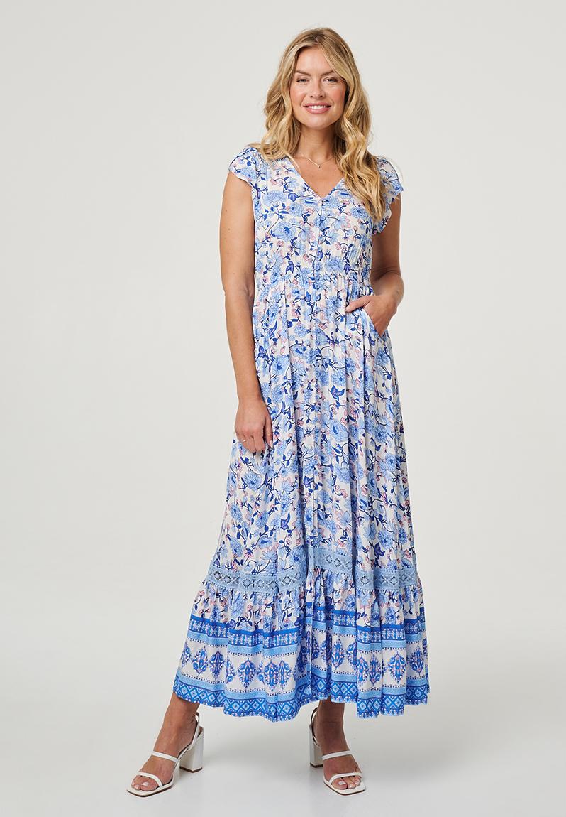 Teagun Collared Button Maxi Dress Blue