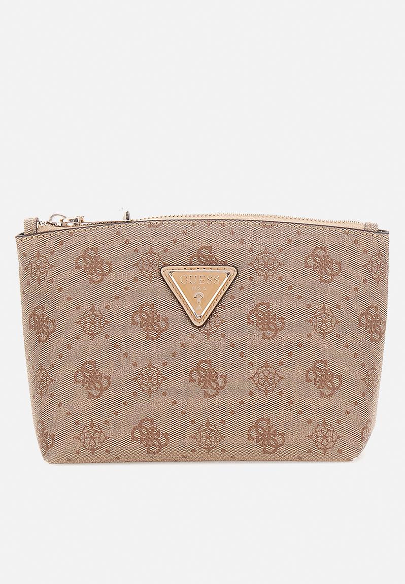 Portafoglio GUESS Silia SLG Large Zip Around - Marrone Scuro Espresso, Multifunzione, Con Cinturino A Mano Removibile