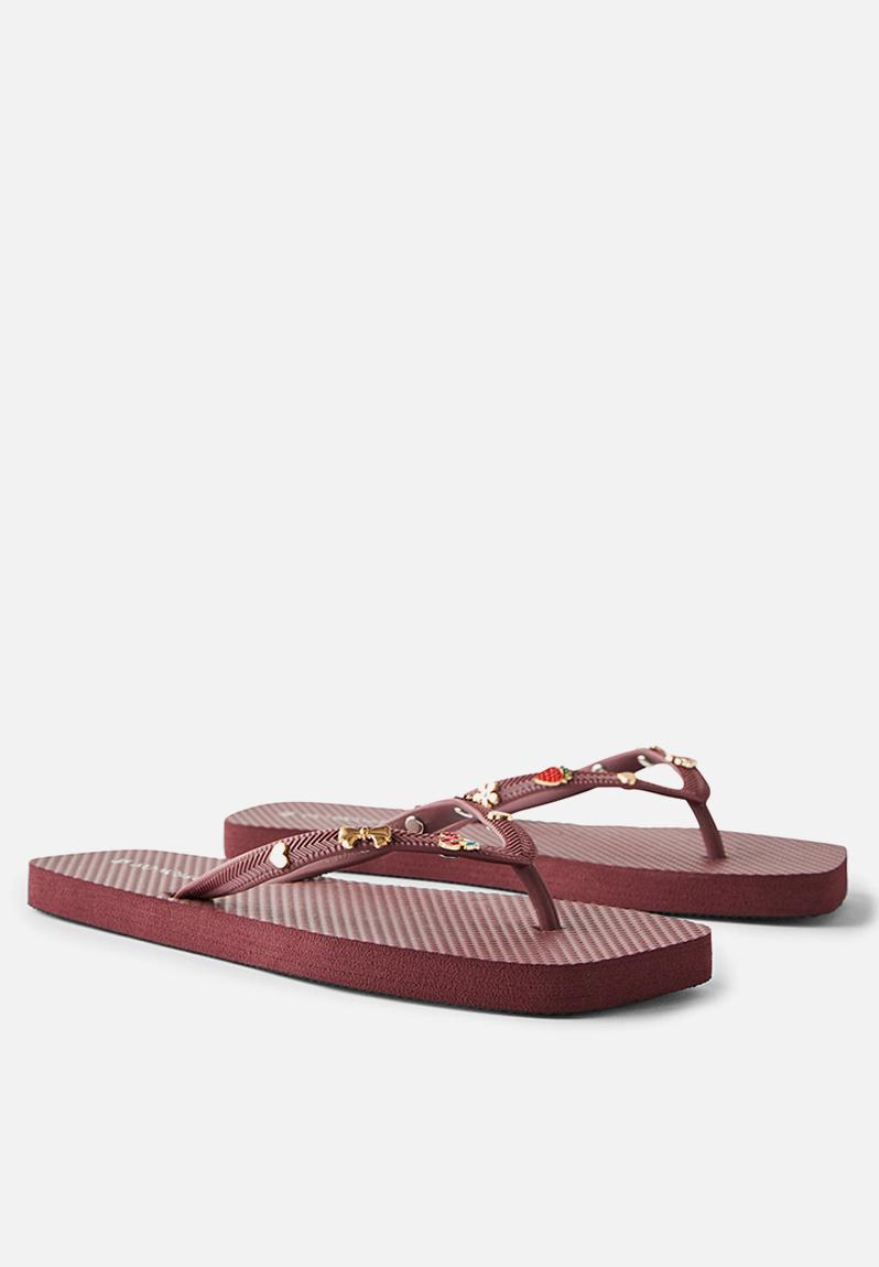 THIS IS THE END? Burgundy Flip Flops main image 0