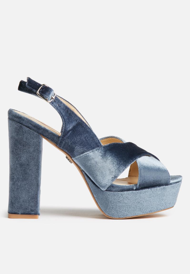 Leah crushed velvet platforms - blue Daisy Street Heels | Superbalist.com