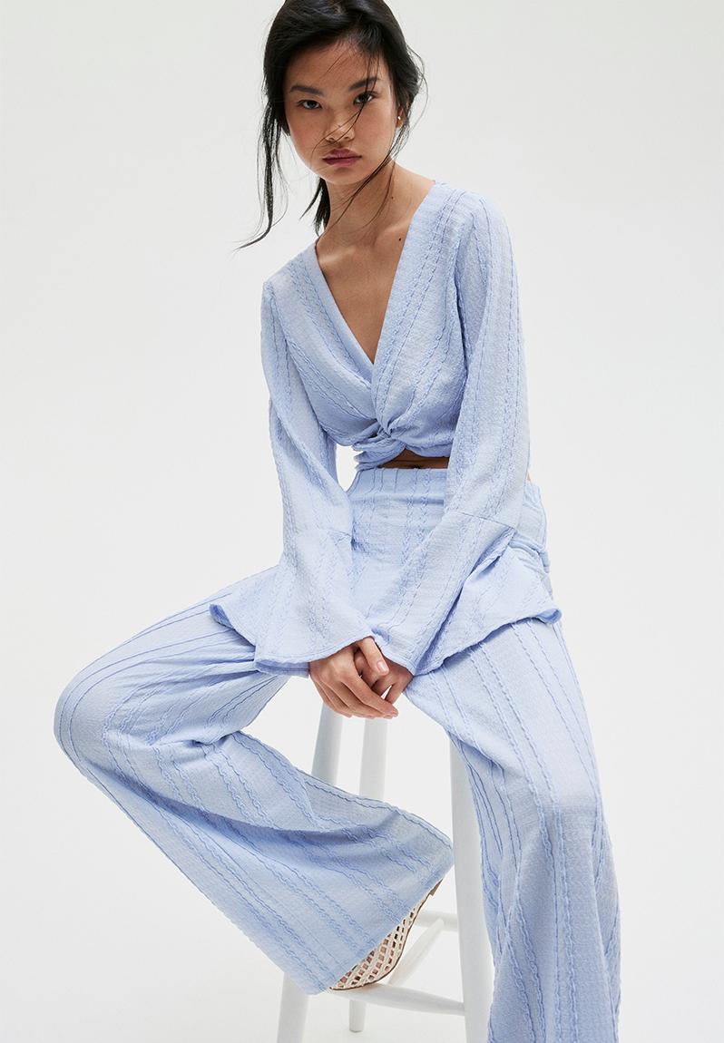 Lace jersey trousers - light blue - 1282564003