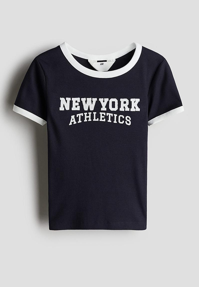 Navy Silhouette Cotton Top