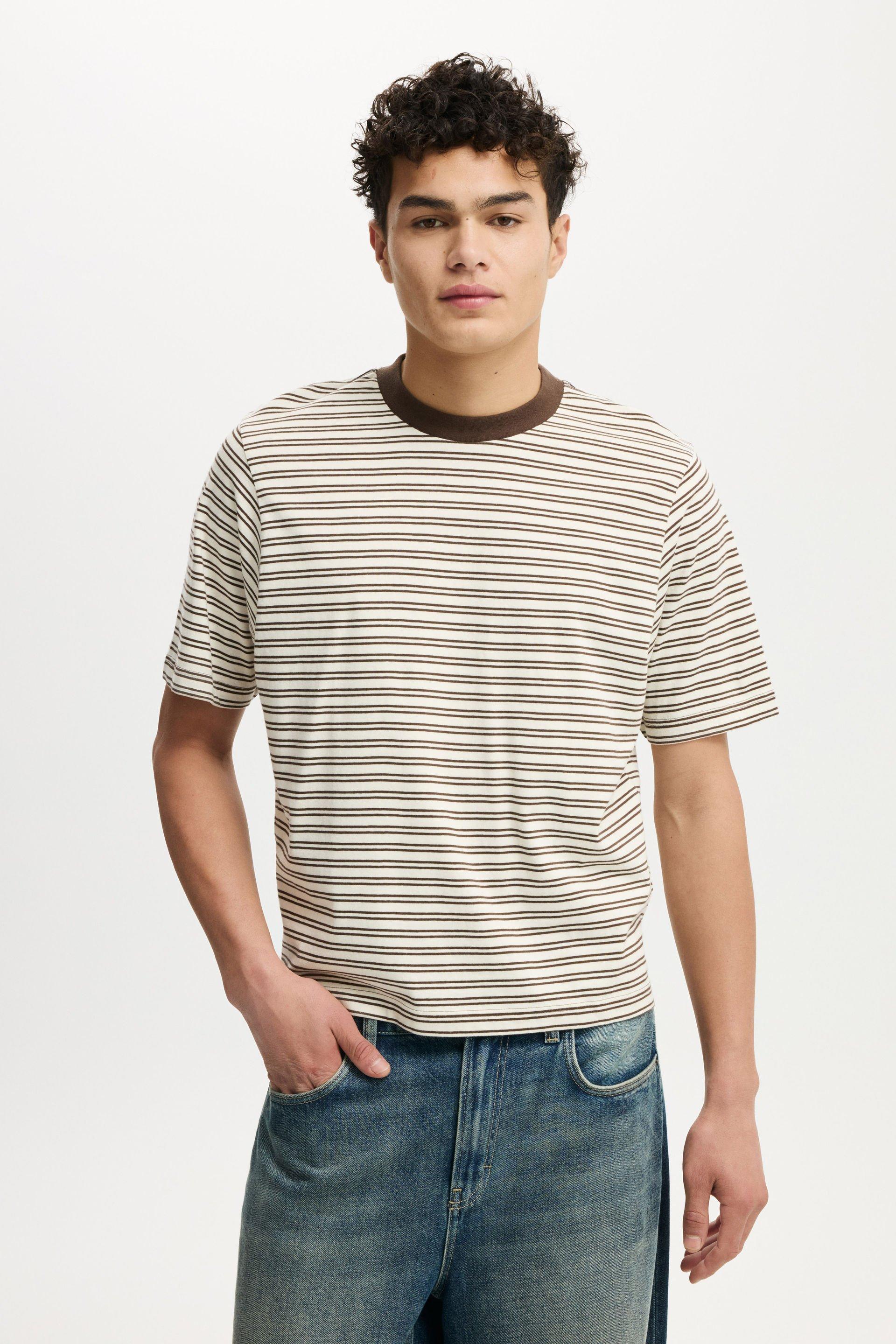 Cropped Fit T-Shirt - Creampuff / Ashen Brown Stripe
